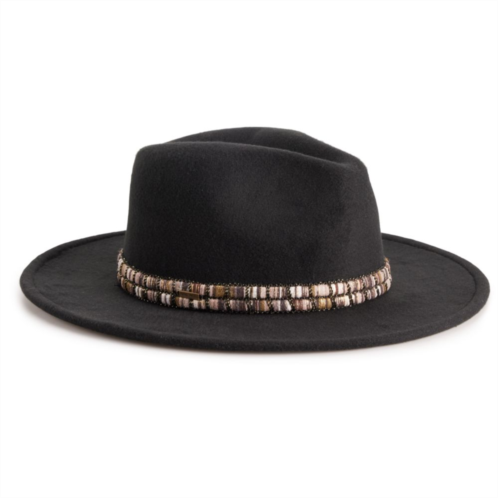 Womens Nine West Felt Multi-Color Trim Panama Hat
