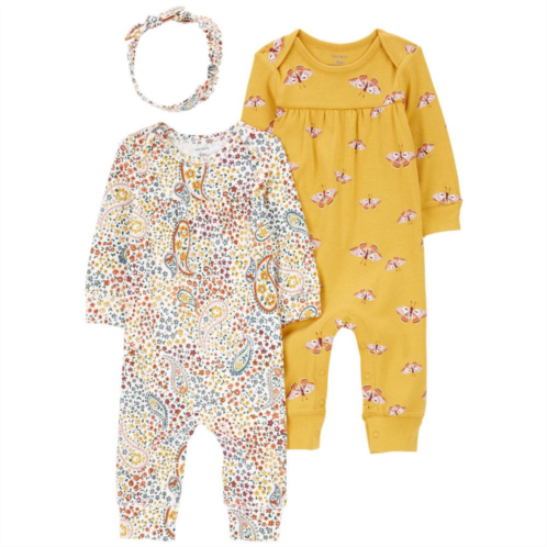 Baby Girl Carters Coveralls & Hat Set