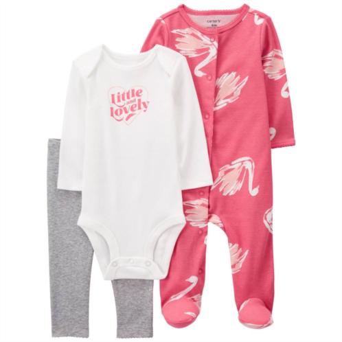 Baby Girl Carters Swan Sleep & Play, Bodysuit & Pants Set