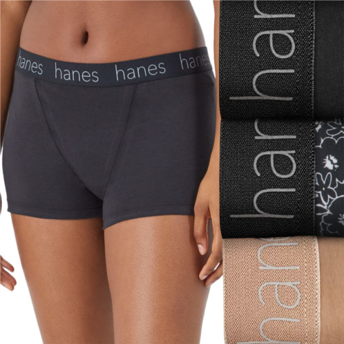 Womens Hanes Originals Ultimate 3-Pack Cotton Stretch Boxer Brief Underwear 45UOBB