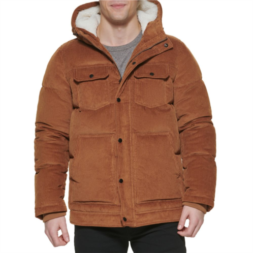 Mens Levis Quilted Corduroy Sherpa-Lined Puffer Jacket