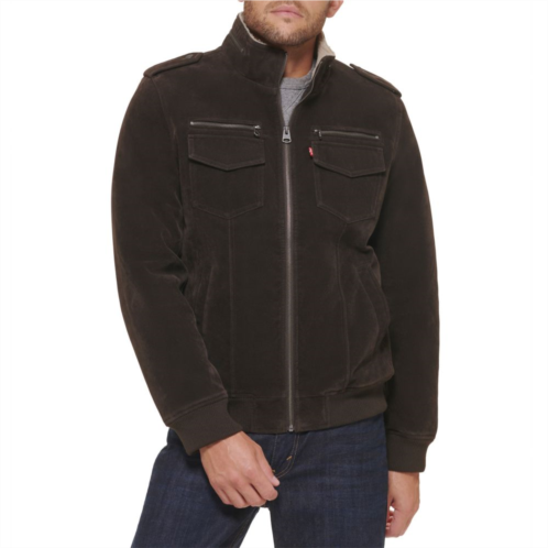 Mens Levis Faux Suede Aviator Bomber Jacket with Sherpa