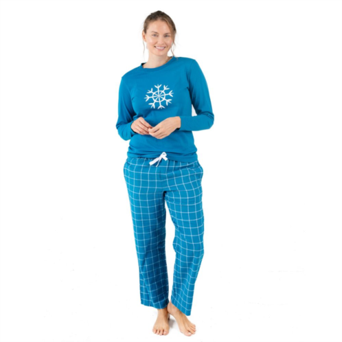Leveret Womens Pajamas Cotton Top Flannel Pants Snowflake