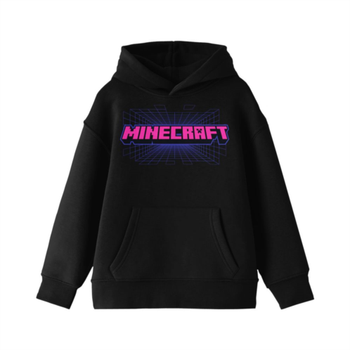 Licensed Character Boys 8-20 Minecraft Pink Text Logo Hoodie