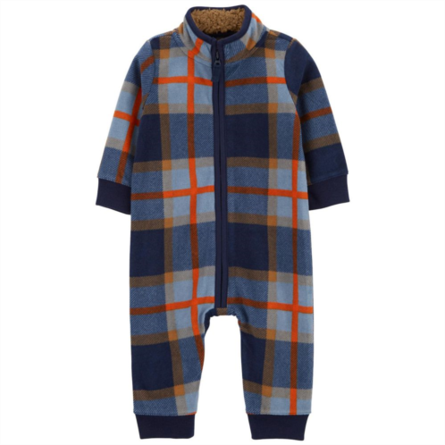Baby Boy Carters Plaid Zip-Up Fleece Jumpsuit