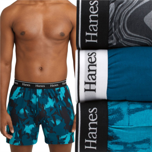 Mens Hanes Originals Ultimate 3-Pack Knit Moisture-Wicking Stretch Cotton Boxers
