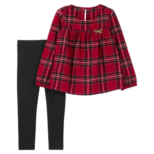 Baby & Toddler Girl Carters 2-Piece Plaid Flannel Top & Leggings Set