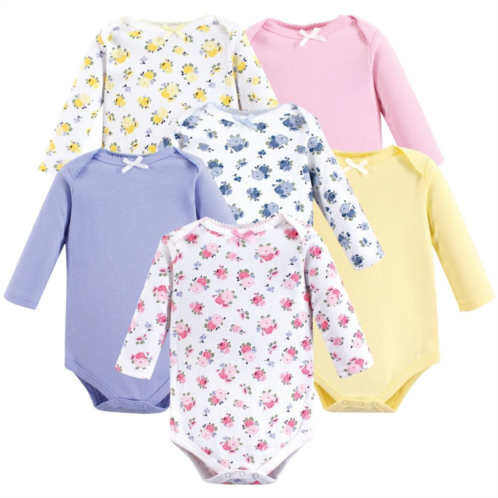Luvable Friends Baby Girl Cotton Long-Sleeve Bodysuits 6pk, Floral
