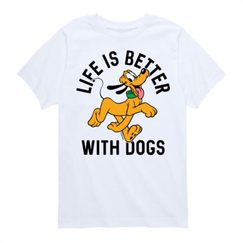 Disneys Mickey Mouse & Friends Pluto Boys 8-20 Life Is Better Dogs Graphic Tee