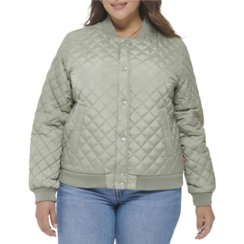 Plus Size Levis Quilted Sherpa Diamond Bomber Jacket