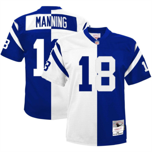 Unbranded Mens Mitchell & Ness Peyton Manning Royal/White Indianapolis Colts 1998 Split Legacy Replica Jersey
