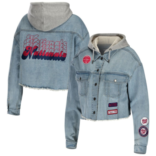 Womens WEAR by Erin Andrews Washington Nationals Hooded Button-Up Denim Jacket
