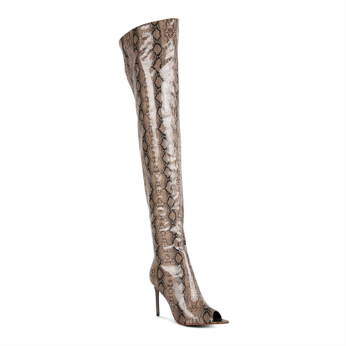 London Rag Womens Snake Print Thigh-High Boots