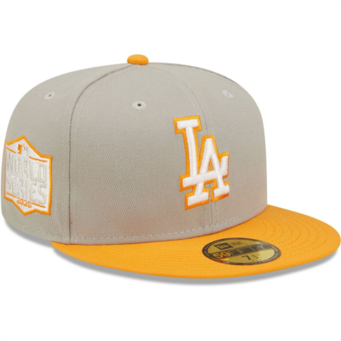 Mens New Era Gray/Orange Los Angeles Dodgers 2020 World Series Cooperstown Collection Undervisor 59FIFTY Fitted Hat