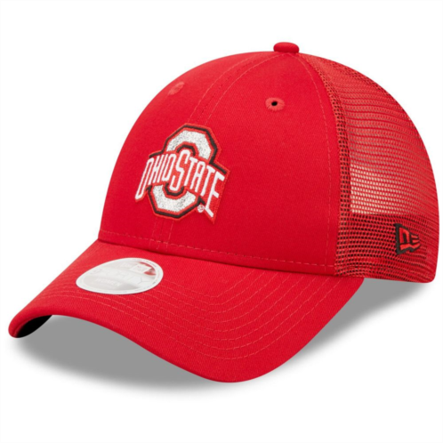 Womens New Era Red Ohio State Buckeyes 9FORTYLogo Spark Trucker Snapback Hat