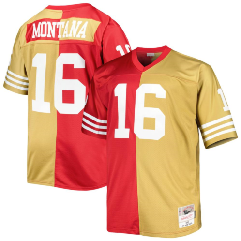 Unbranded Mens Mitchell & Ness Joe Montana Scarlet/Gold San Francisco 49ers Big & Tall Split Legacy Retired Player Replica Jersey