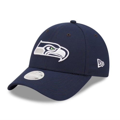Womens New Era College Navy Seattle Seahawks Simple 9FORTY Adjustable Hat