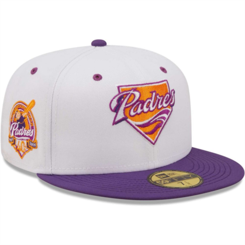 Mens New Era White/Purple San Diego Padres 40th Anniversary Grape Lolli 59FIFTY Fitted Hat