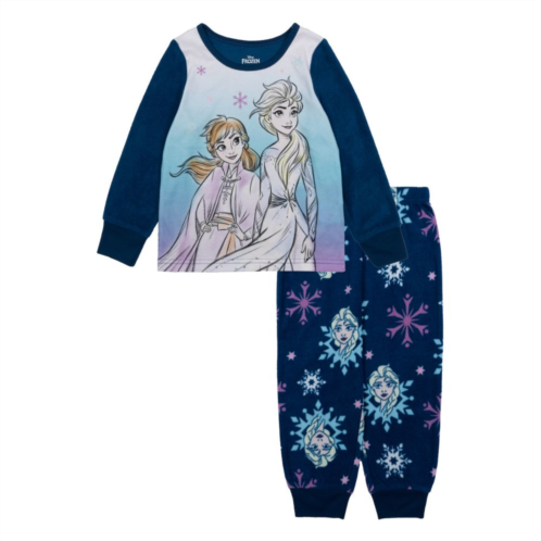 Licensed Character Disneys Frozen 2 Elsa & Anna Toddler Girl Sisters Together Microfleece Top & Bottoms Pajama Set