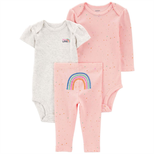 Baby Girl Carters 3-Piece Rainbow Bodysuits & Pants Set