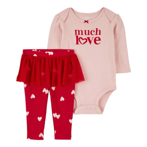 Baby Girl Carters 2-Piece Much Love Valentines Day Top & Tutu Pants Set