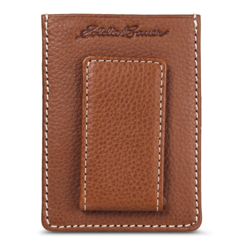 Mens Eddie Bauer Top Stitch Magnetic Leather Card Case