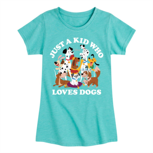 Licensed Character Disneys Girls 7-16 Just a Kid Who Loves Dogs Graphic Tee