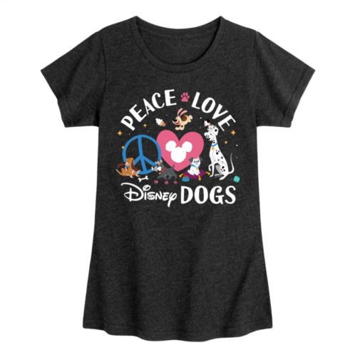 Licensed Character Disneys Girls 7-16 Peace Love Disney Dogs Graphic Tee