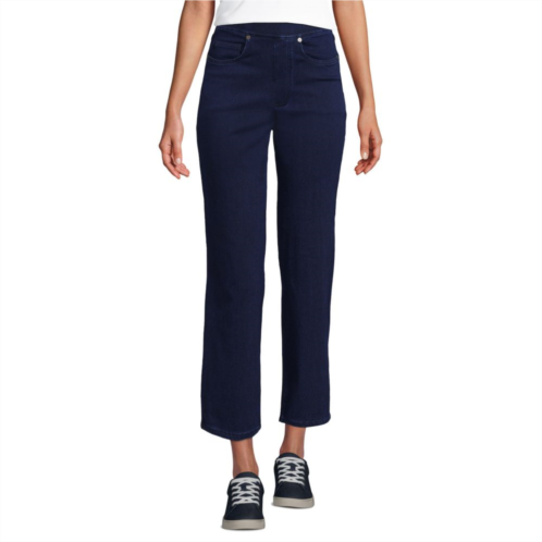 Womens Tall Lands End High Rise Pull On Denim Crop Pants