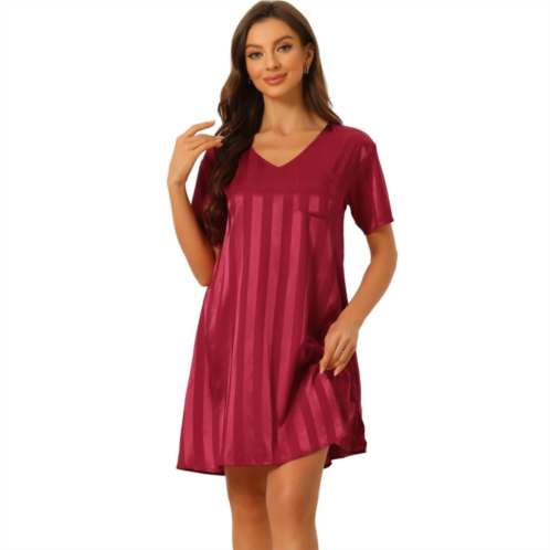 Cheibear Womens Pajamas Satin Dress Nightshirt Lounge Sleepwear Nightgown