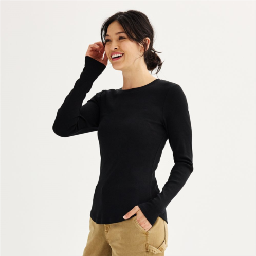 Womens Sonoma Goods For Life Ribbed Long Sleeve Tee