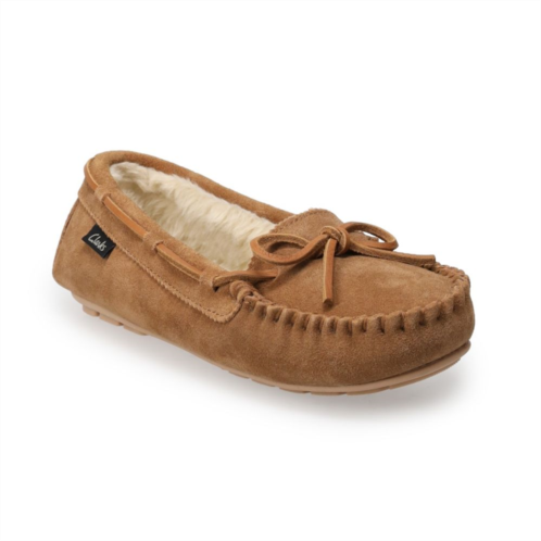 Clarks Womens Suede Moccasin Slippers