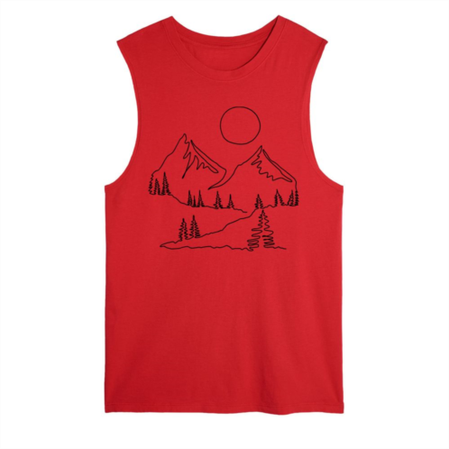 Licensed Character Juniors Mountain Line Drawing Muscle Tank Top