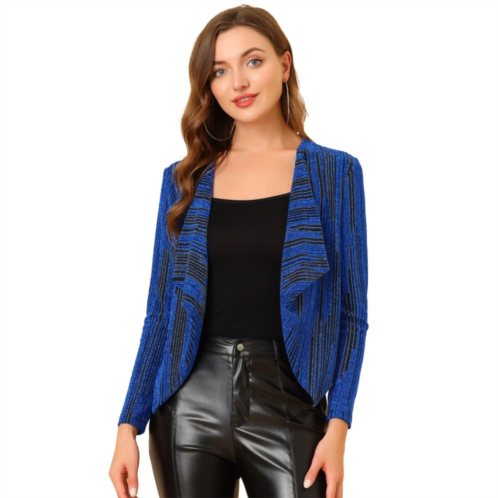 ALLEGRA K Womens Sparkly Cardigan Long Sleeve Party Open Front Glitter Cropped Jackets