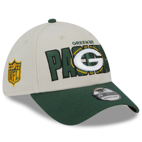 Mens New Era Stone/Green Green Bay Packers 2023 NFL Draft 39THIRTY Flex Hat