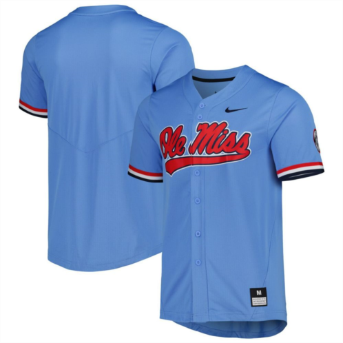 Mens Nike Powder Blue Ole Miss Rebels Full-Button Replica Baseball Jersey