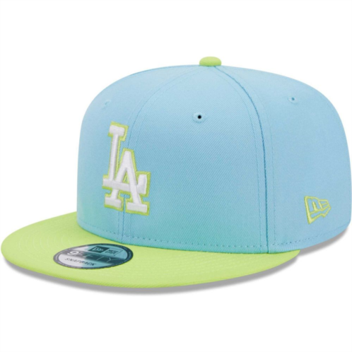 Mens New Era Light Blue/Neon Green Los Angeles Dodgers Spring Basic Two-Tone 9FIFTY Snapback Hat