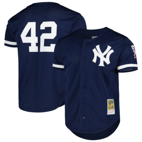 Unbranded Mens Mitchell & Ness Mariano Rivera Navy New York Yankees Cooperstown Collection Mesh Batting Practice Button-Up Jersey