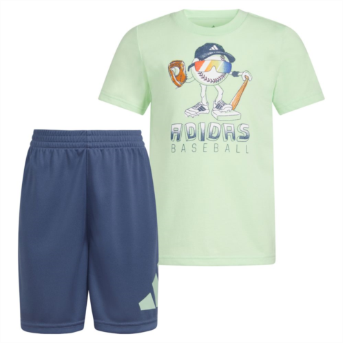 Toddler Boy adidas Baseball Cartoon Character Graphic Tee & Essential Shorts Set