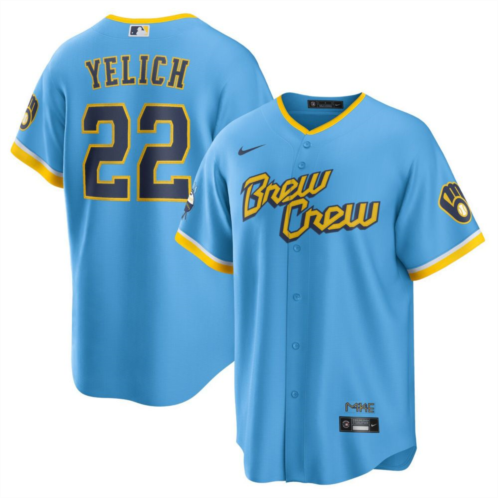 Mens Nike Christian Yelich Powder Blue Milwaukee Brewers 2022 City Connect Replica Player Jersey