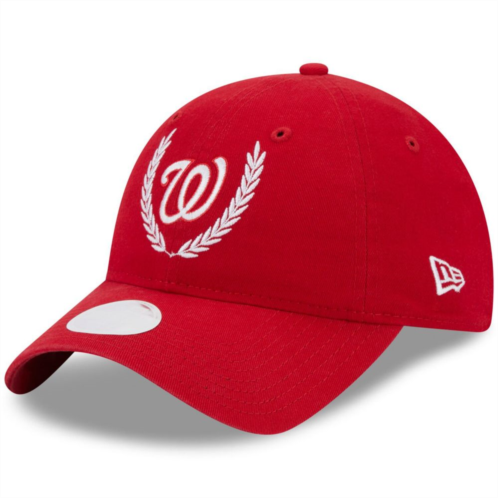 Womens New Era Red Washington Nationals Leaves 9TWENTY Adjustable Hat
