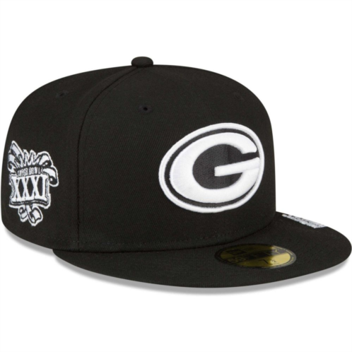 Mens New Era Black Green Bay Packers Super Bowl XXXI Side Patch 59FIFTY Fitted Hat