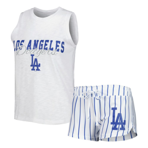 Unbranded Womens Concepts Sport White Los Angeles Dodgers Reel Pinstripe Tank Top & Shorts Sleep Set