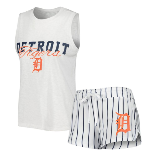 Unbranded Womens Concepts Sport White Detroit Tigers Reel Pinstripe Tank Top & Shorts Sleep Set