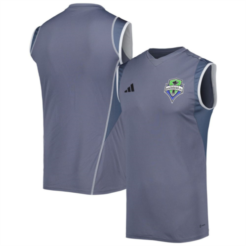 Mens adidas Gray Seattle Sounders FC 2023 On-Field Sleeveless Training Jersey
