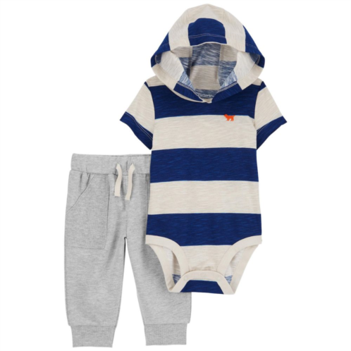 Baby Boy Carters 2-Piece Striped Hooded Bodysuit and Pant Set