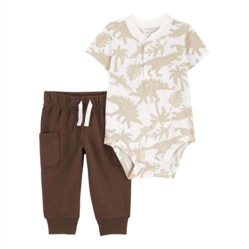 Baby Boy Carters Dinosaur Allover Print Bodysuit & Drawstring Pants Set