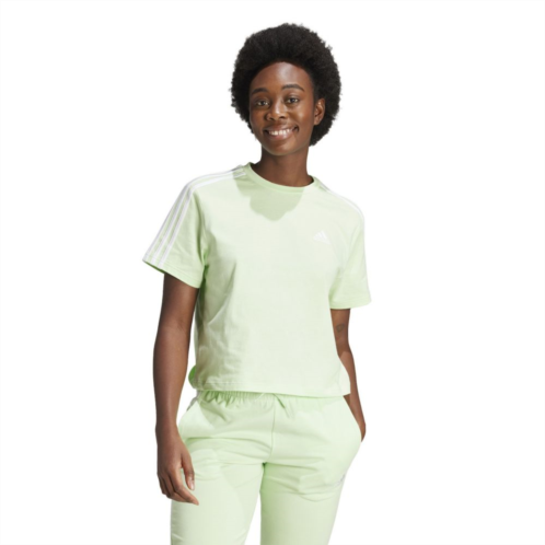 Womens adidas Essentials Short 3-Stripe Sleeve Cropped T-Shirt