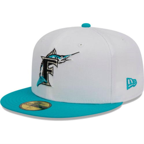 Mens New Era White Florida Marlins Optic 59FIFTY Fitted Hat