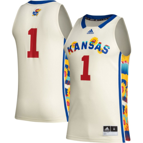 Unbranded Mens adidas #1 Khaki Kansas Jayhawks Honoring Black Excellence Basketball Jersey